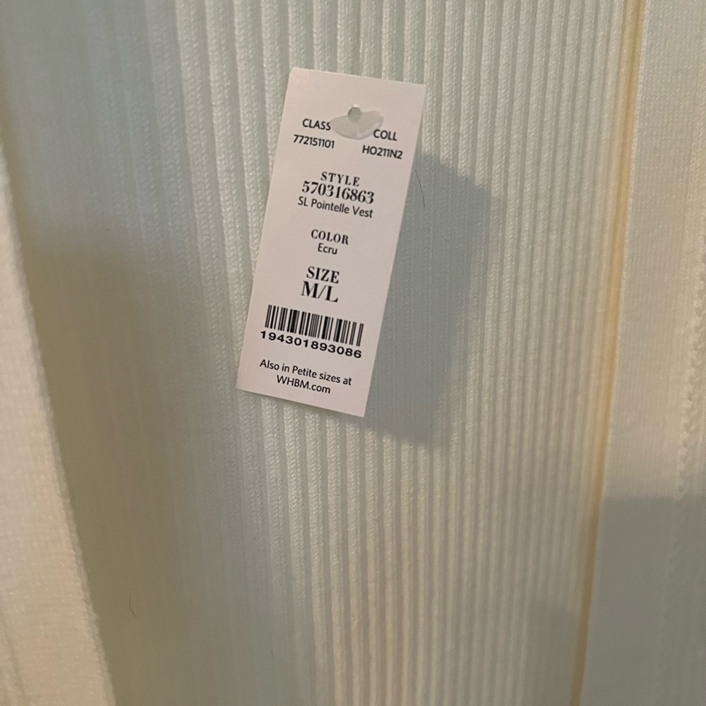 WHBM long sweater vest NWT